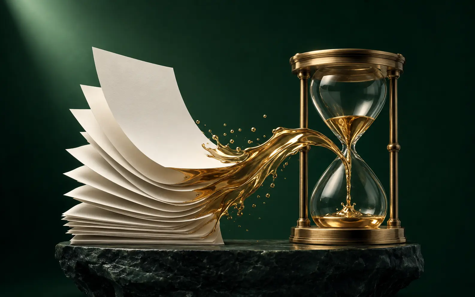 Invoice sheets becoming liquid working capital before an hourglass